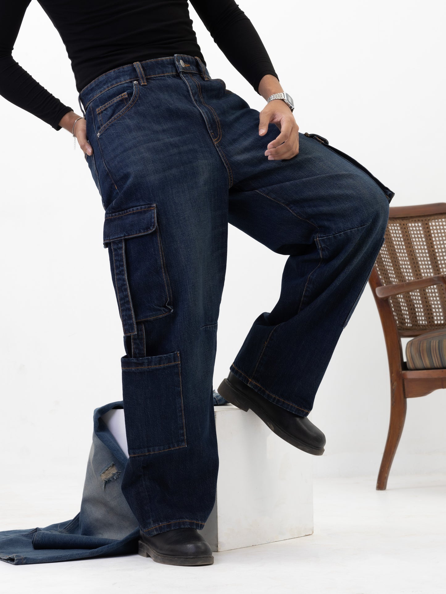 Aajkaal Dark Indigo Cargo Denim