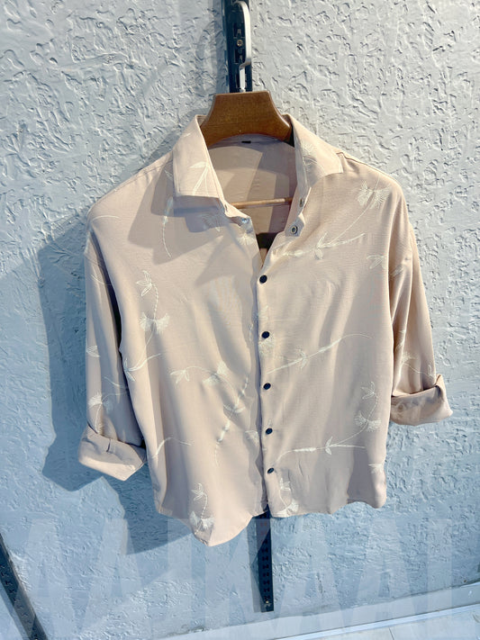 Printed Peach Full Sleeve Shirt