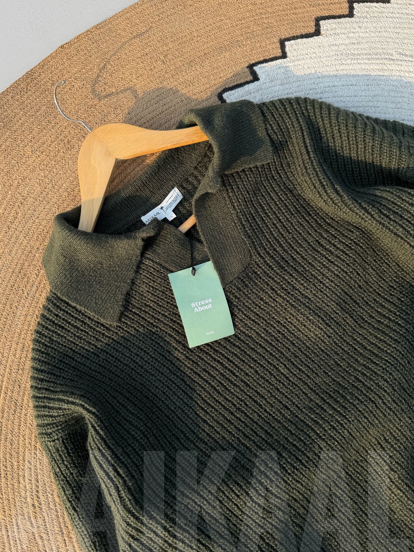 Olive Baggy Knitted Polo