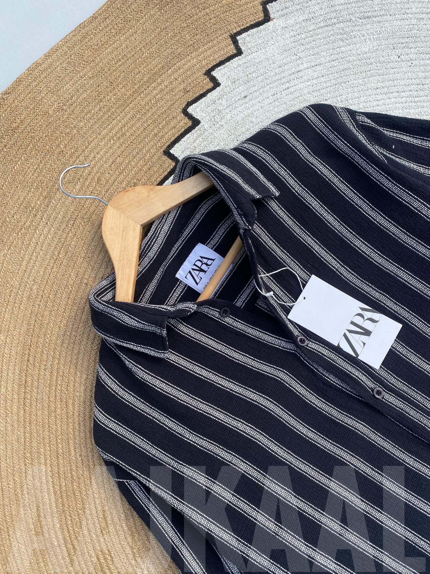 Textured Black Stripe Full Sleeve Shirt