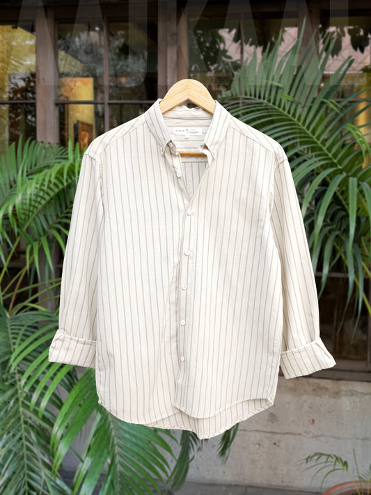 Fancy White Double Line Full Sleeve Shirt