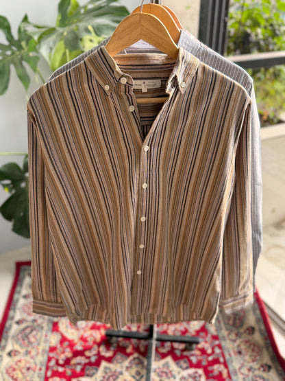 The Finesse Shirt - Mocha Brown Stripe