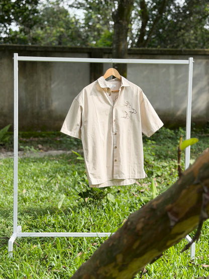 Aajkaal Dropshoulder Half Sleeve Shirt - Cream Off-white