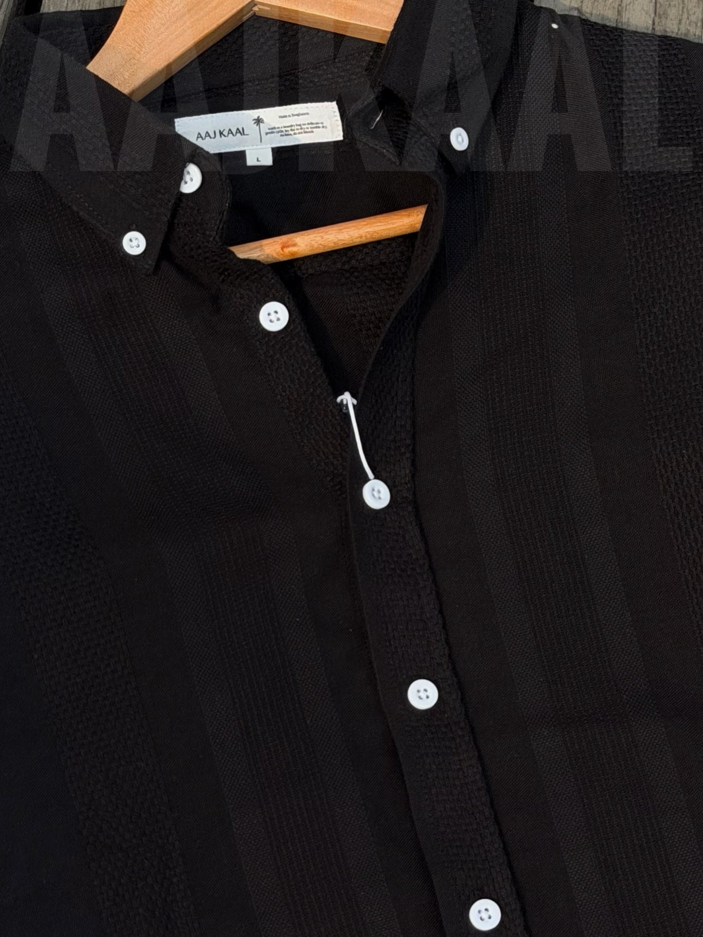 Textured Black Full Sleeve Shirt
