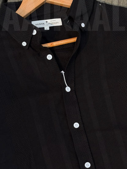 Textured Black Full Sleeve Shirt