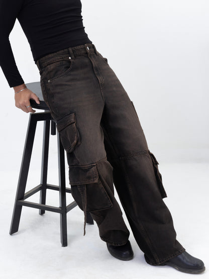 Aajkaal Red Mocha Drift Cargo Denim