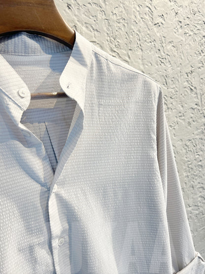 Offwhite Band Collar Full Sleeve Shirt