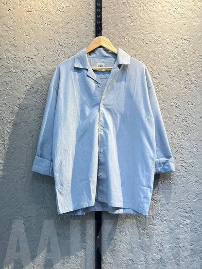 Sky Blue Linen Oversized Shirt