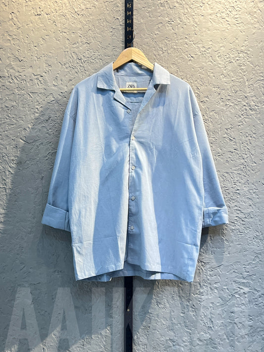 Sky Blue Linen Oversized Shirt
