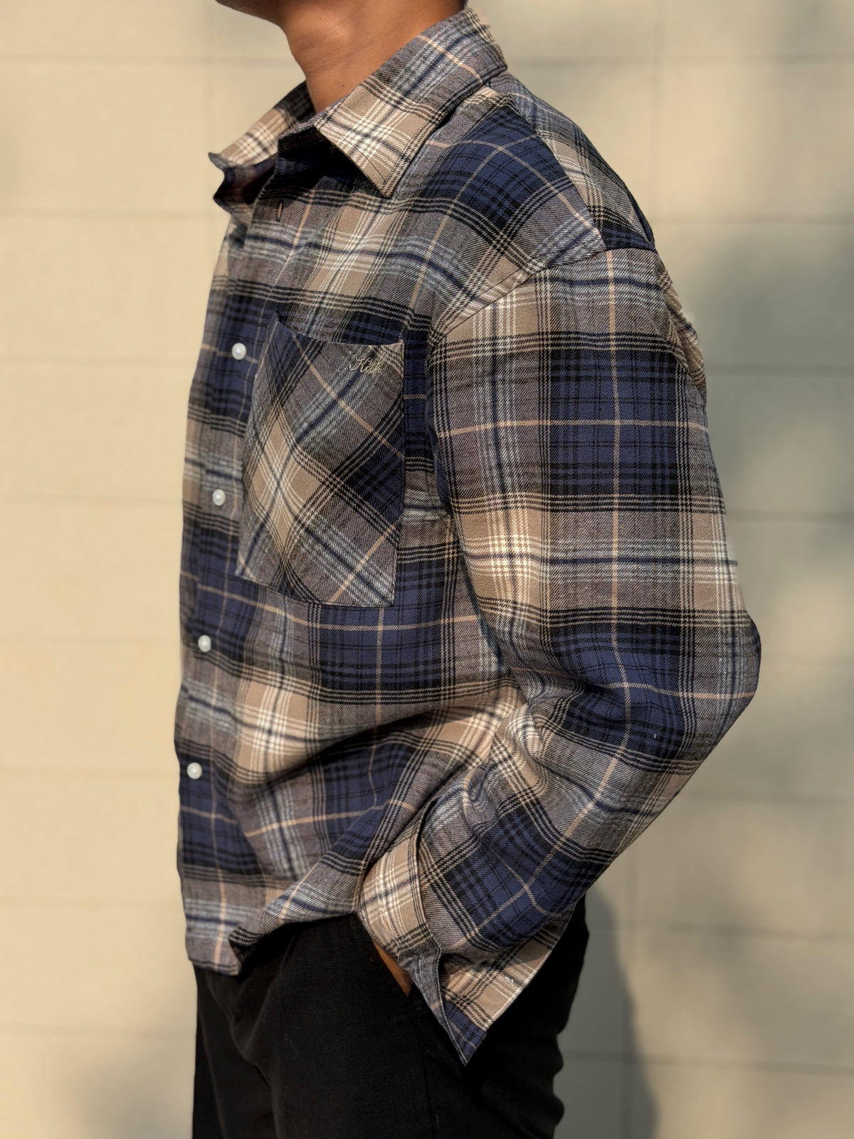 Aajkaal Flannel Shacket  - Classic Navy Tartan