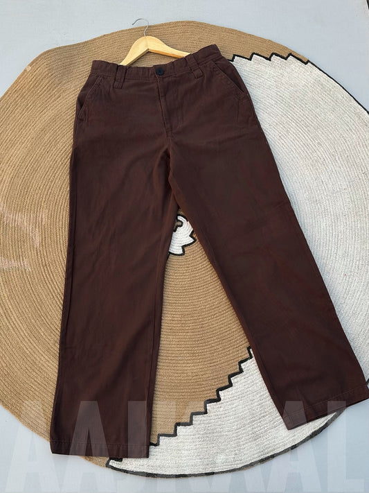 Coffee Structured Baggy Gabardine Pant