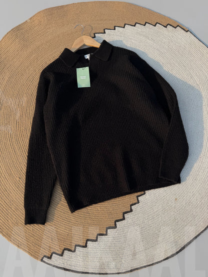 Black Baggy Knitted Polo