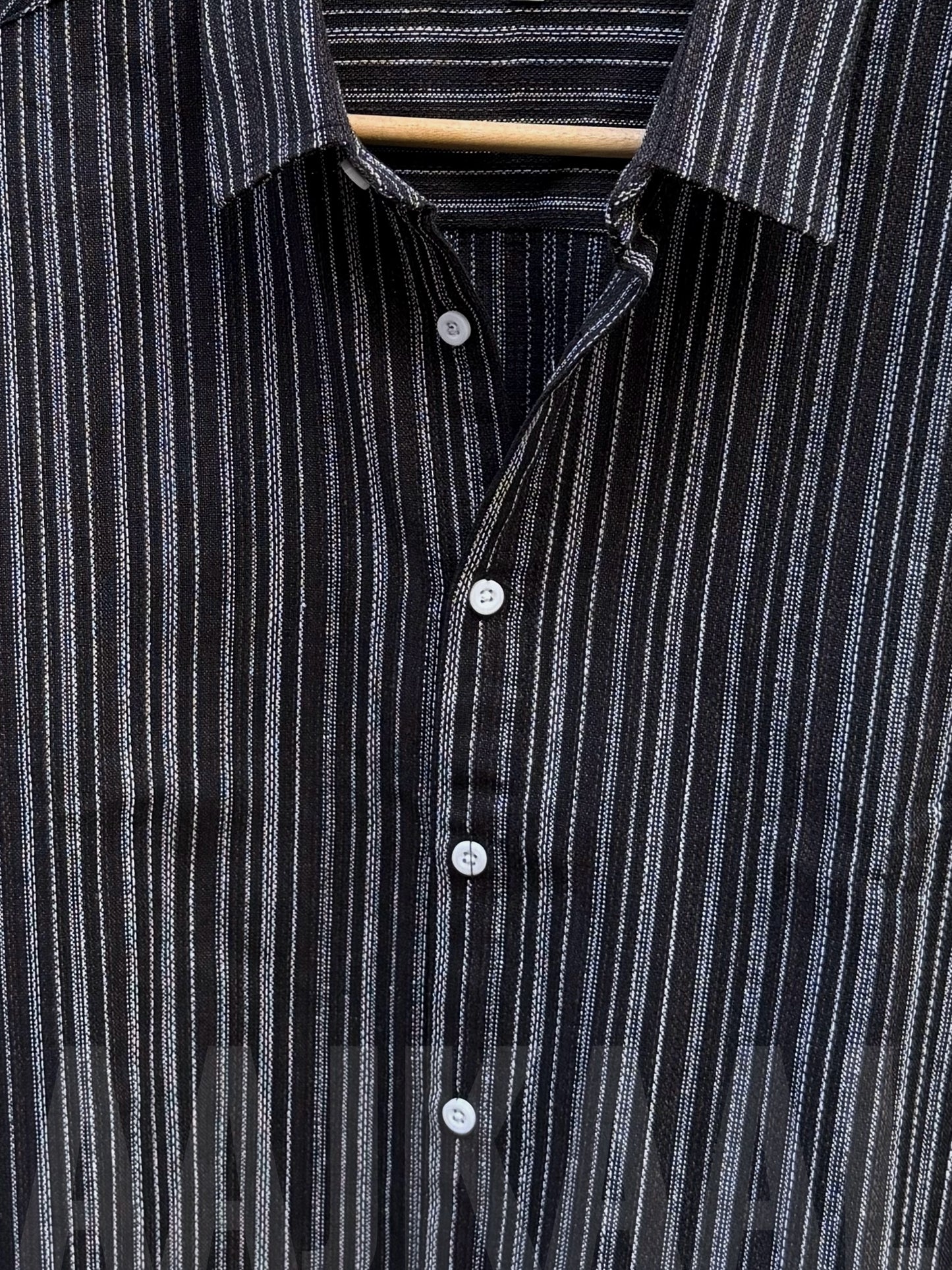Black Stripe Textured Full Sleeve Shirt