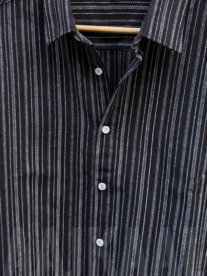 Black Stripe Textured Full Sleeve Shirt