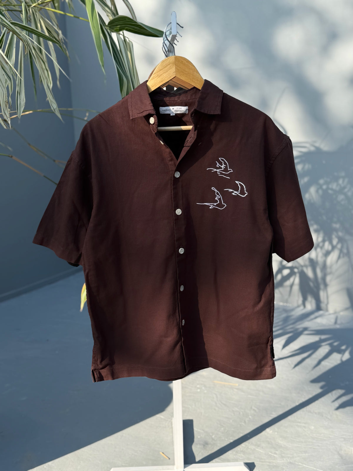 Aajkaal Baggy Half Sleeve Shirt - Coffee