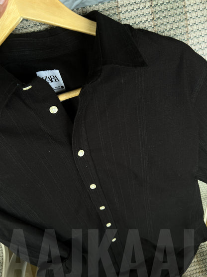 Black Gentle Stripe Full Sleeve Shirt