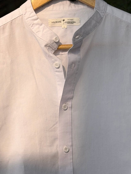 White Band Collar Full Sleeve Shirt