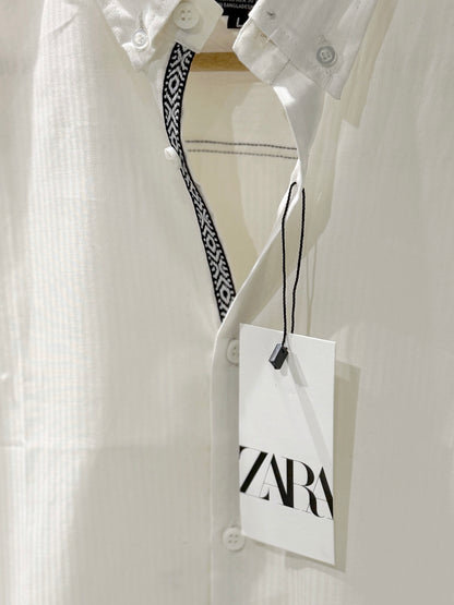 Classic White Collar Stripe Full Sleeve Shirt