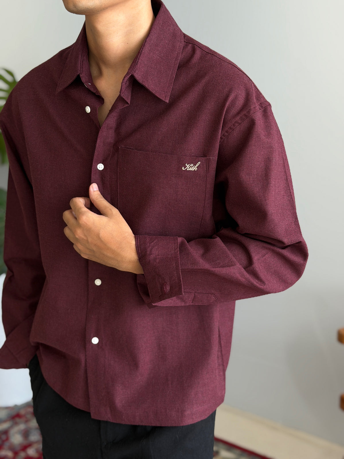 Aajkaal Flannel Shacket  - Dark Maroon