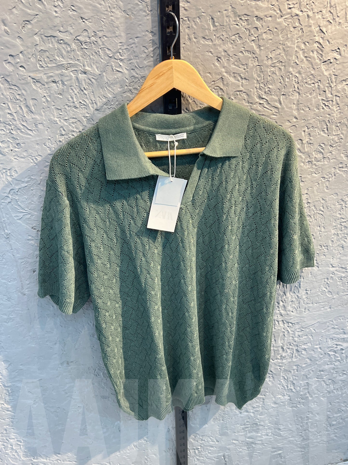 Aajkaal Olive Knitted Polo Shirt