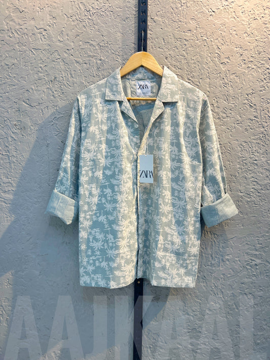 Sea Green Linen Oversized Shirt