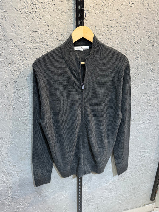 Dark Ash Waffle Full Zip Sweater