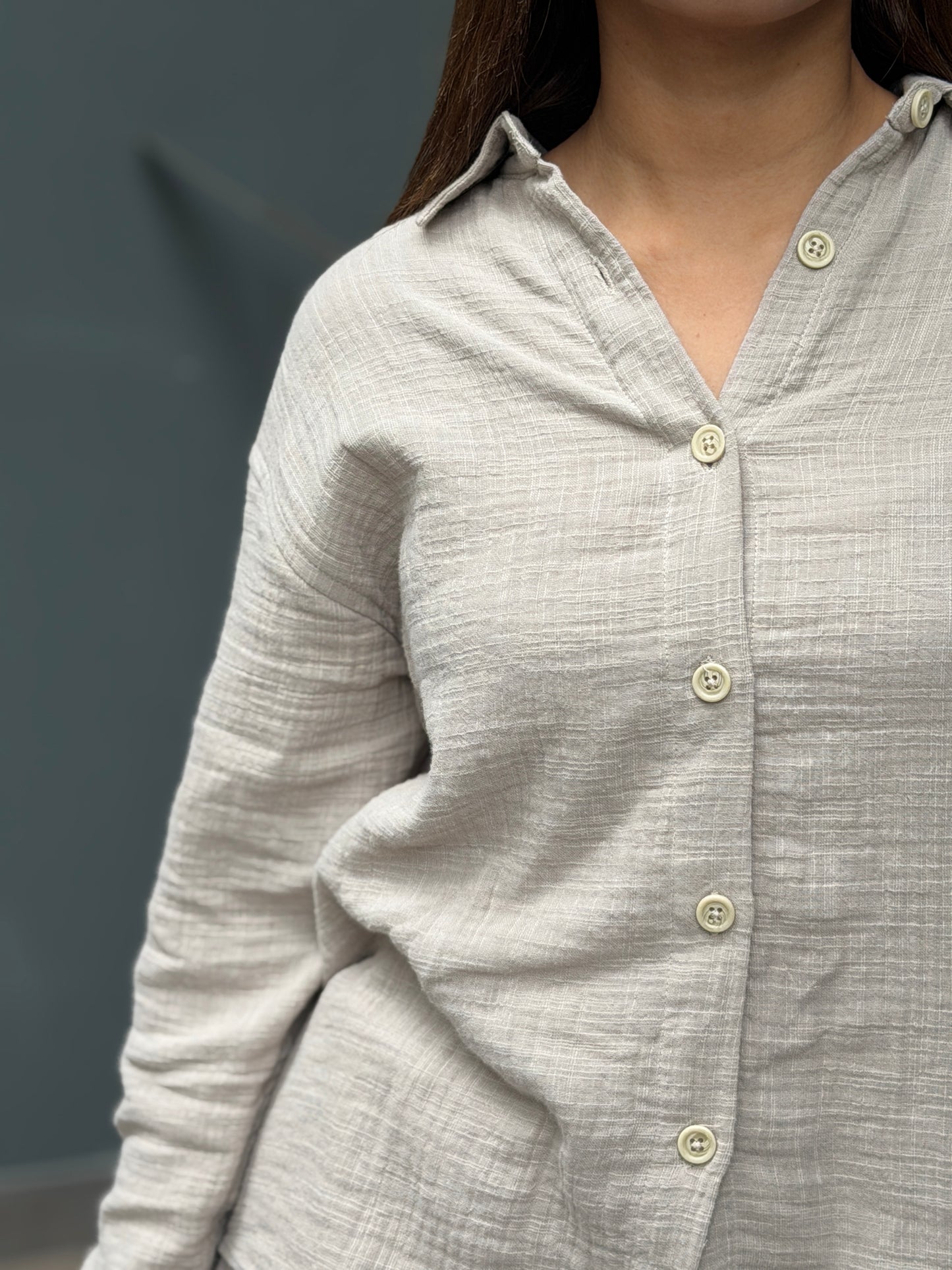 Double Gauze Oversized Shirt - Beige