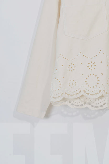 Femme Off-white Denim Embroidered Shacket.