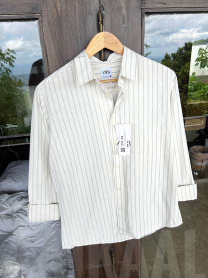 White Gentle Stripe Full Sleeve Shirt