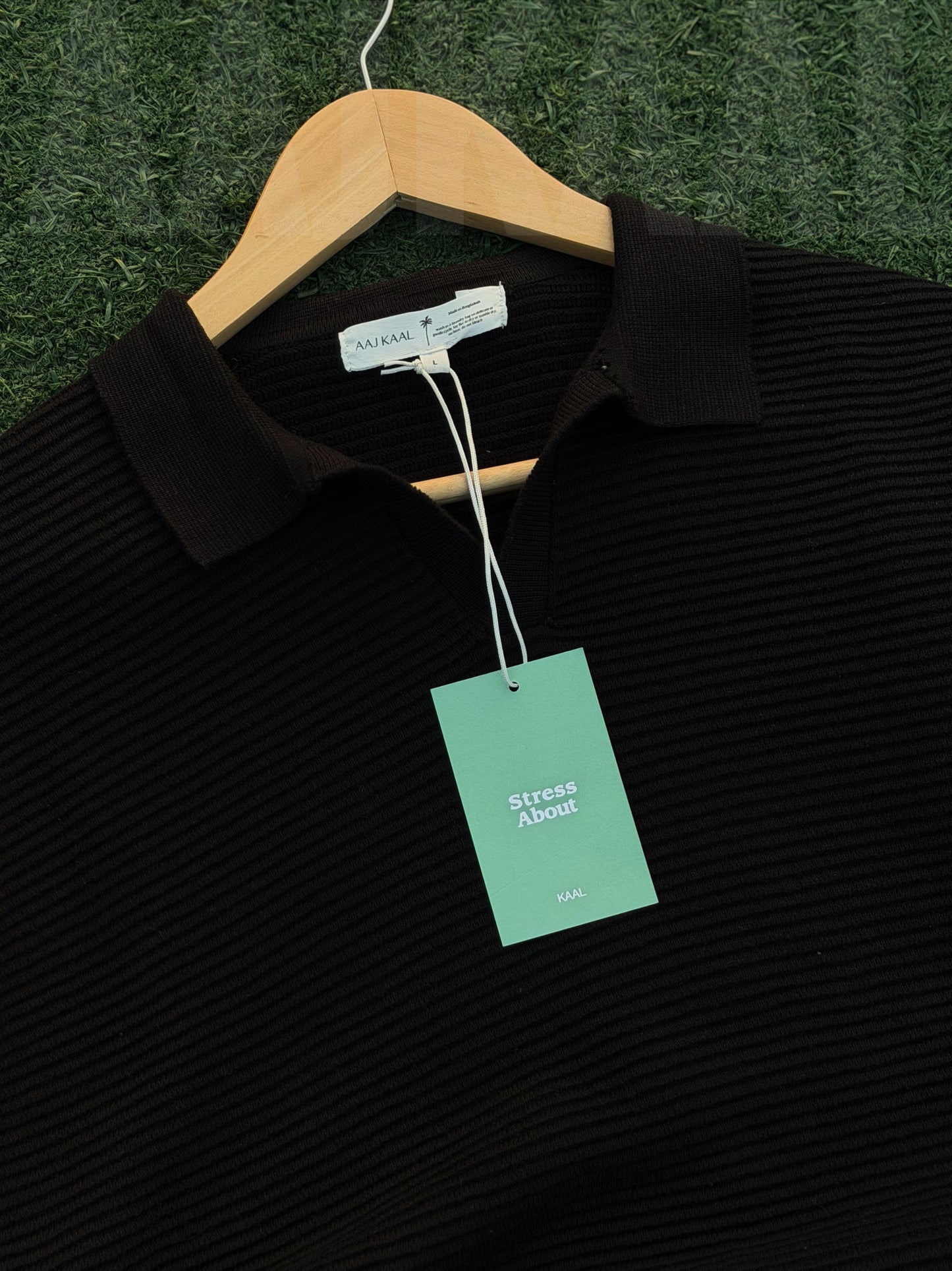 Aajkaal Black Signature Knitted Polo