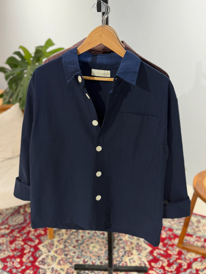 The Drape Shirt  - Navy Blue