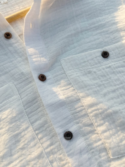 White Double Gauze Full Sleeve Shirt