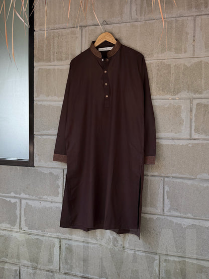 Coffee Elegant Embroidered Panjabi