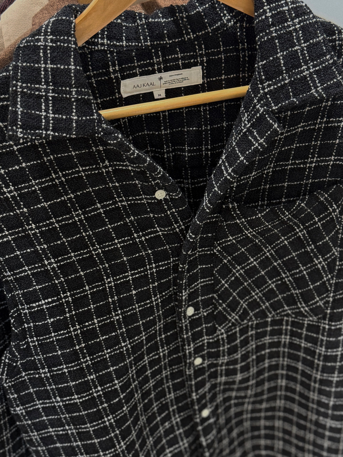 Aajkaal Flannel Shacket  - Textured Black Check