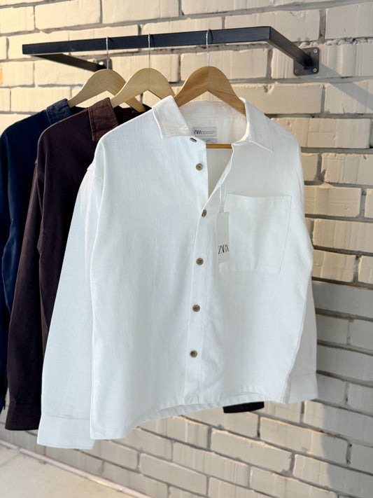 Boxy Full Sleeve Shirt - White