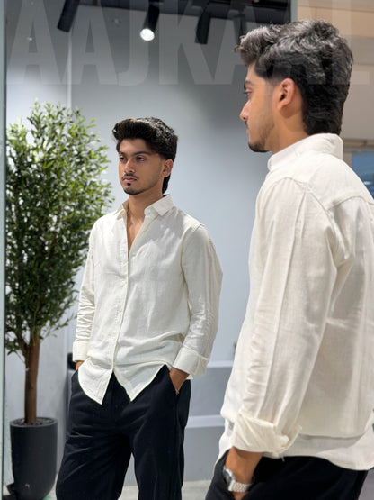 Off-White Soft Linen Full Sleeve Shirt