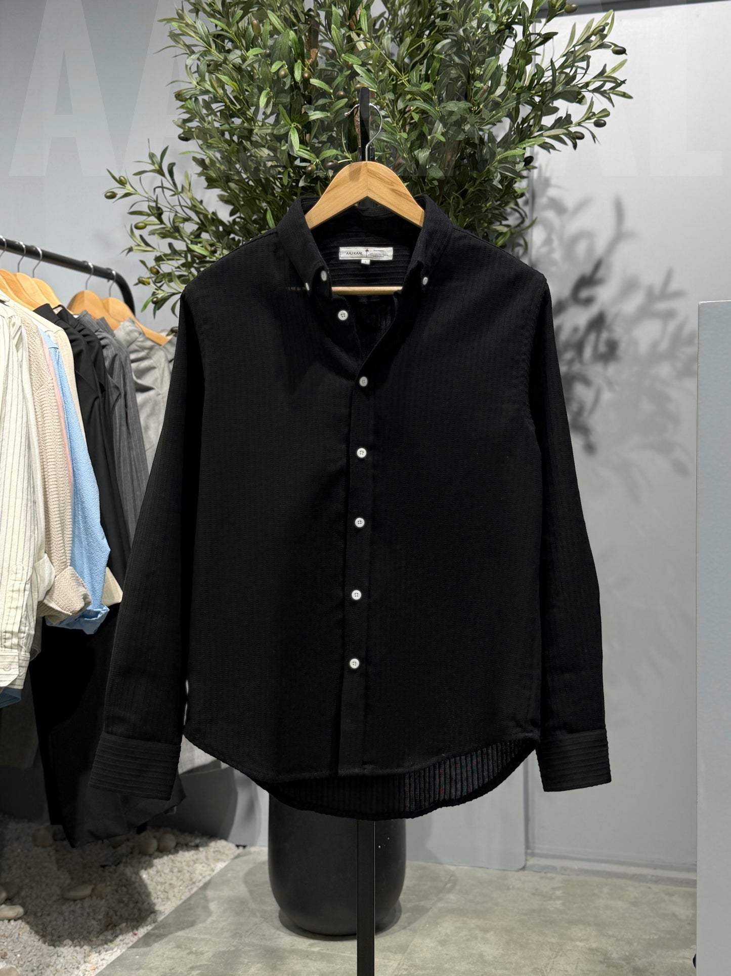 Textured Urban Black Full Sleeve Shirt