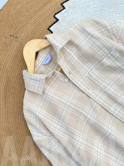 Dropshoulder Beige Full Sleeve Shirt