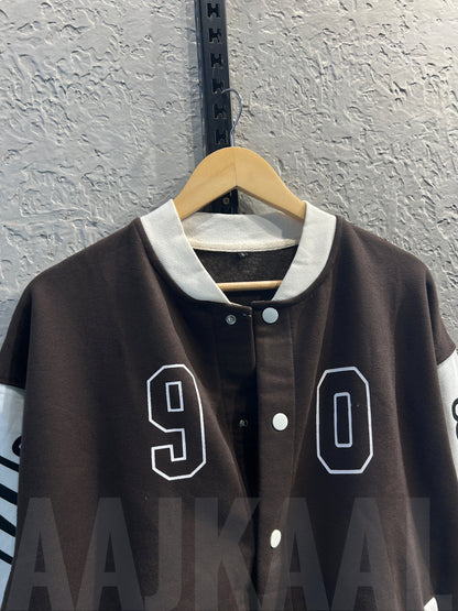 Coffee Dropshoulder Varsity Jacket