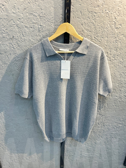 Aajkaal Grey Knitted Polo Shirt