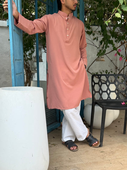 AajKaal Peach Pink Minimul Panjabi