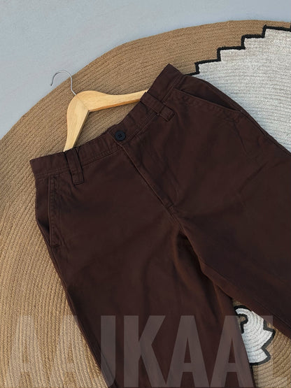 Coffee Structured Baggy Gabardine Pant