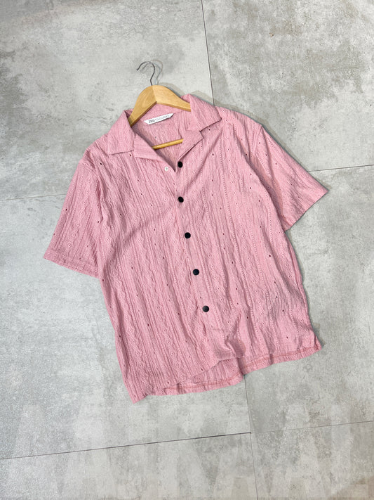 Peach Pink Oversized Cuban Shirt