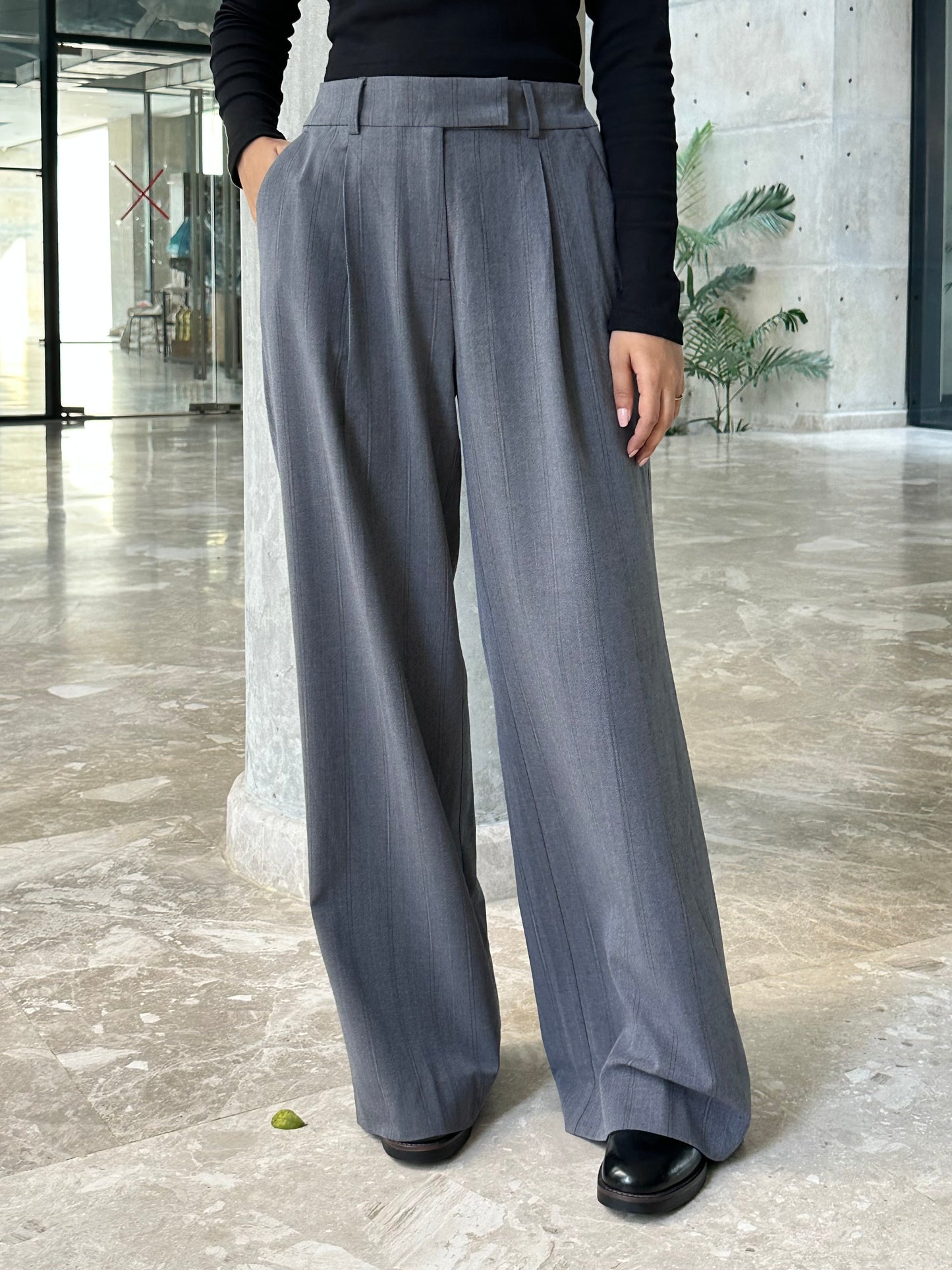 Urban Grey High Waist Wide Leg Pant