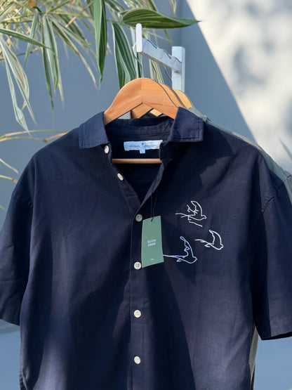 Aajkaal Baggy Half Sleeve Shirt - Navy Blue