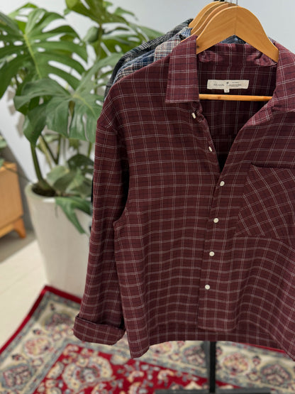 Aajkaal Flannel Shacket  - Maroon Check