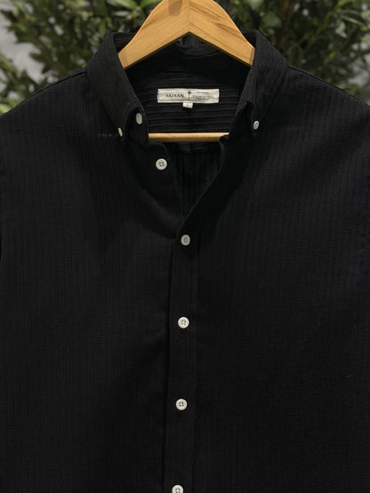 Textured Urban Black Full Sleeve Shirt