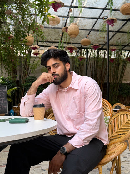 Aajkaal Sandstone Pink Embroidery Boxy Shirt