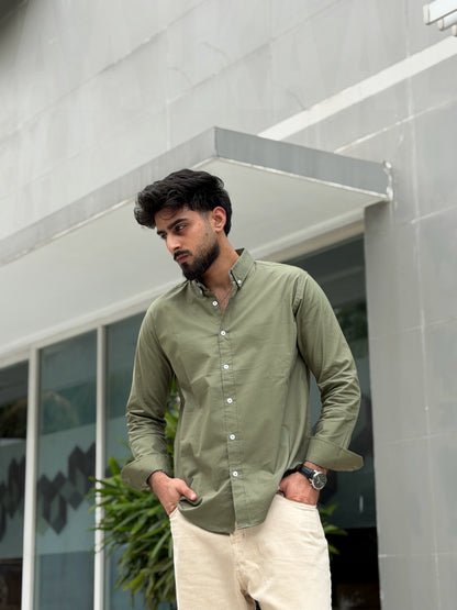 Oxford Olive Full Sleeve Shirt