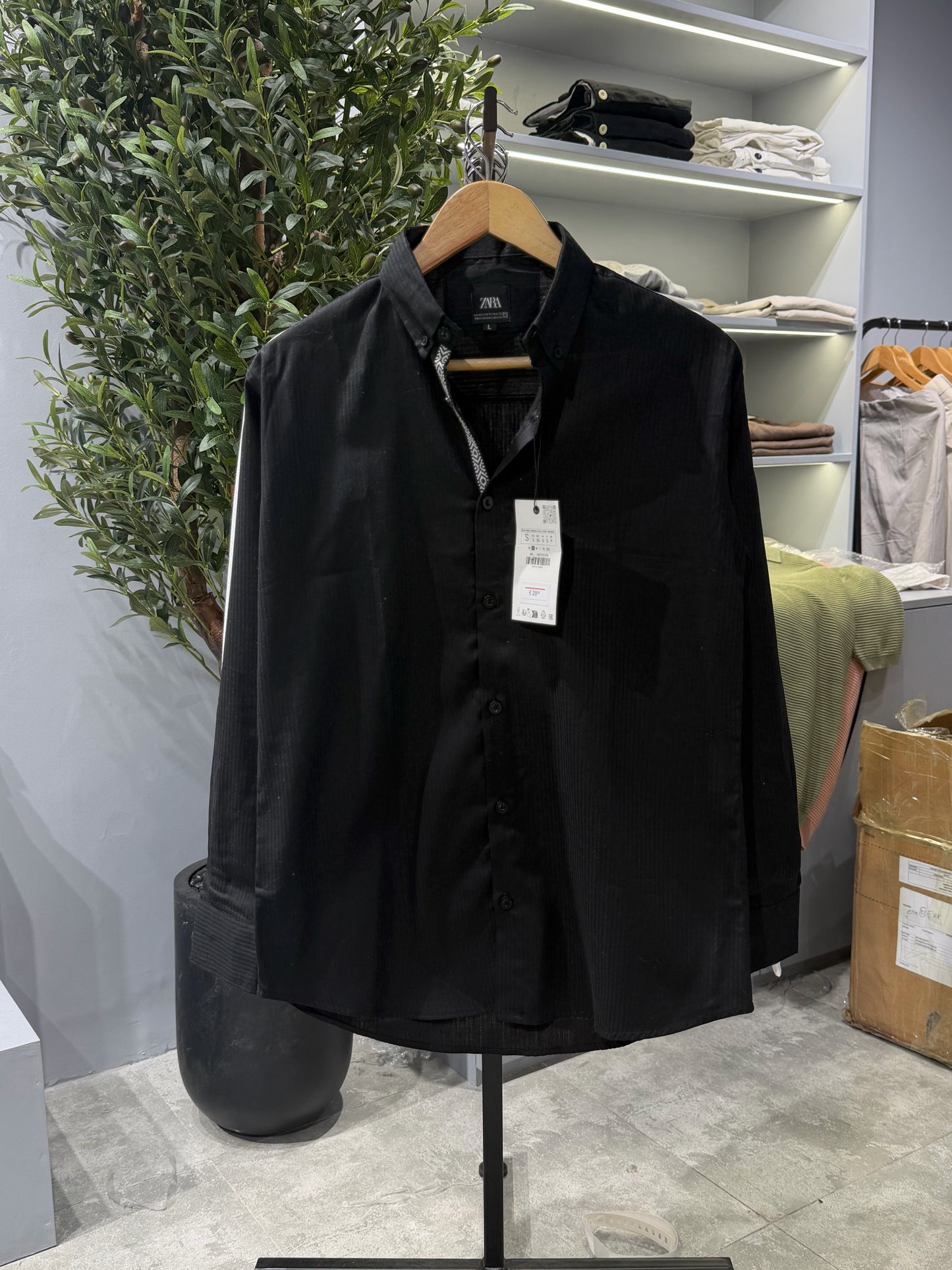 Classic Black Collar Stripe Full Sleeve Shirt